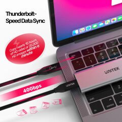 UNITEK USB4 THUNDERBOLT KABLO 0.8MT(C14100BK-0.8M)