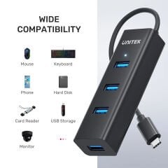 UNITEK TYPE-C TO 4 PORT USB 3.0 + TYPE-C (Y-3089Z)